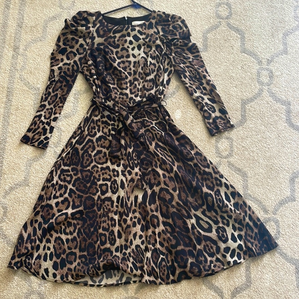 Eliza J animal print puff sleeve dress